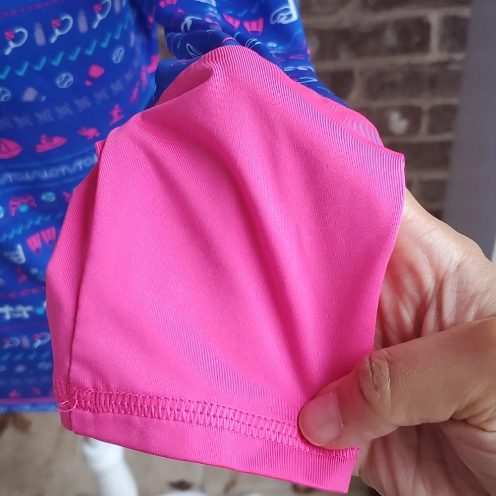 Reel Legends Keep It Cool Moisture Wicking Blue Pink Outdoors Sports Top - Picture 4 of 4